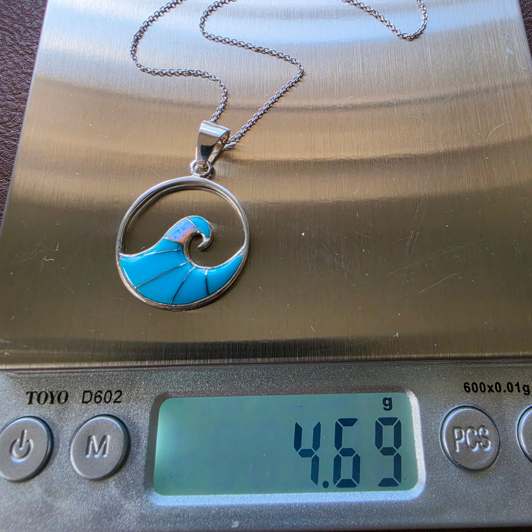 Arizona Turquoise and Inlaid Jewelry Ocean Wave Pendant