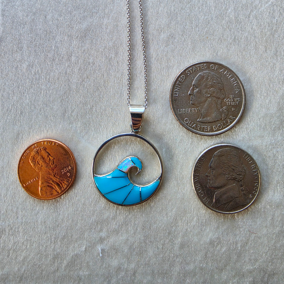 Arizona Turquoise and Inlaid Jewelry Ocean Wave Pendant