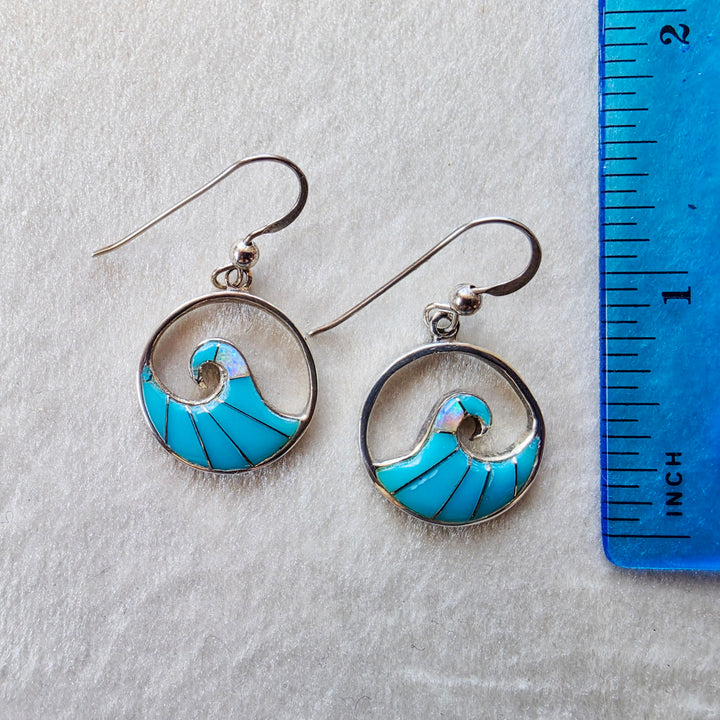 Arizona Turquoise and Inlaid Jewelry Ocean Wave Earrings