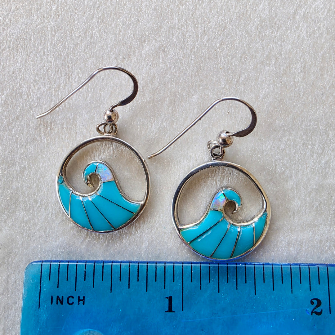Arizona Turquoise and Inlaid Jewelry Ocean Wave Earrings