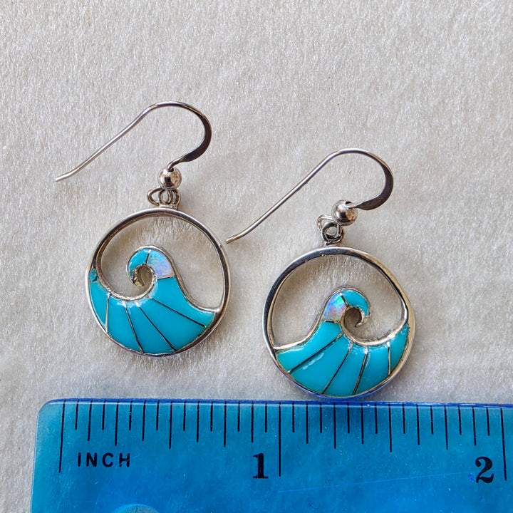 Arizona Turquoise and Inlaid Jewelry Ocean Wave Earrings