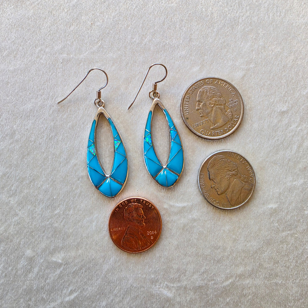 Sterling Silver Southwestern Turquoise Inlay Earrings