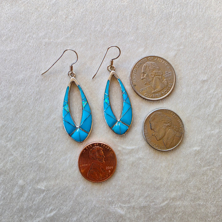 Sterling Silver Southwestern Turquoise Inlay Earrings