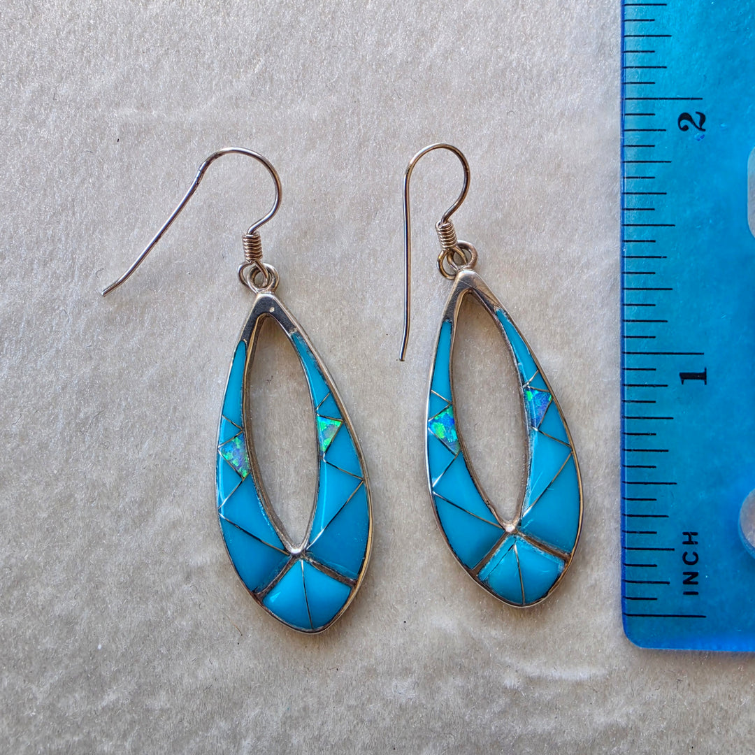Sterling Silver Southwestern Turquoise Inlay Earrings