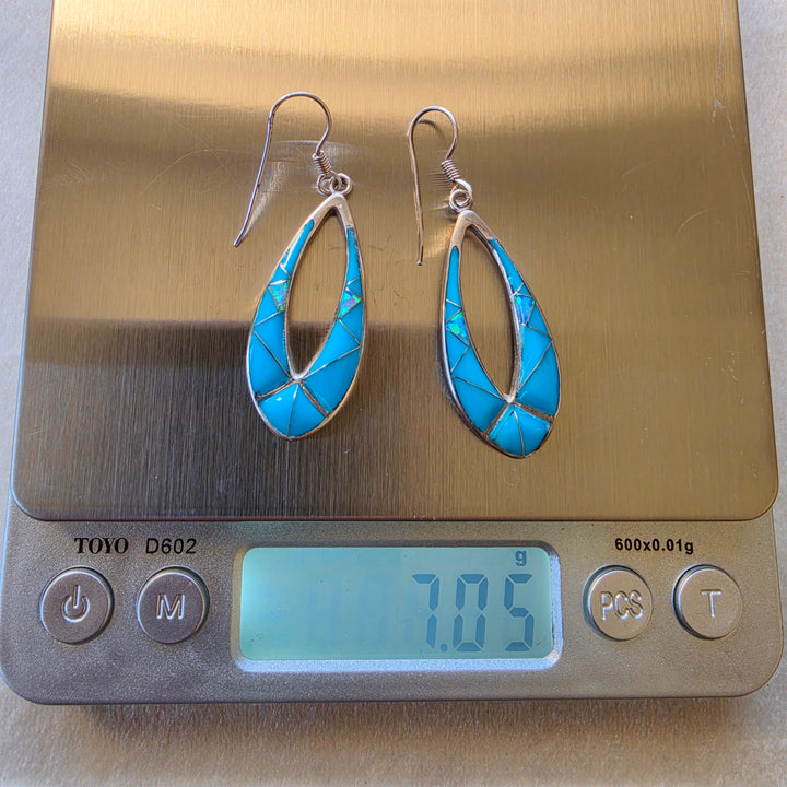 Sterling Silver Southwestern Turquoise Inlay Earrings