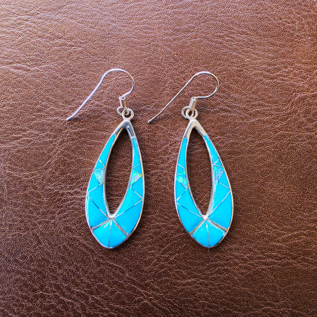 Sterling Silver Southwestern Turquoise Inlay Earrings