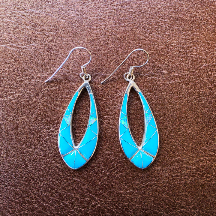 Sterling Silver Southwestern Turquoise Inlay Earrings