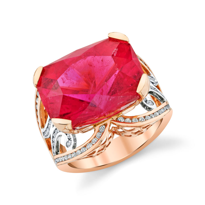 American Gem Collection #341 "Queen of Everything" California Pink Tourmaline 14K Two-Tone Ring