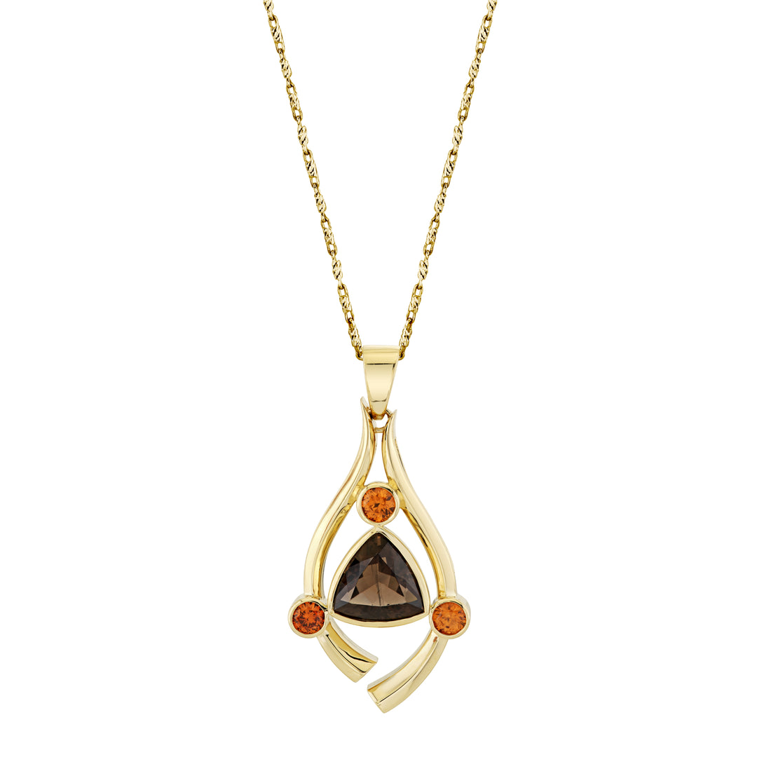 American Gem Collection #333 "Phoenix Relic" Arizona Saffordite and Spessartite 14K Yellow Gold Pendant