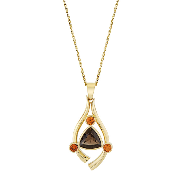 American Gem Collection #333 "Phoenix Relic" Arizona Saffordite and Spessartite 14K Yellow Gold Pendant