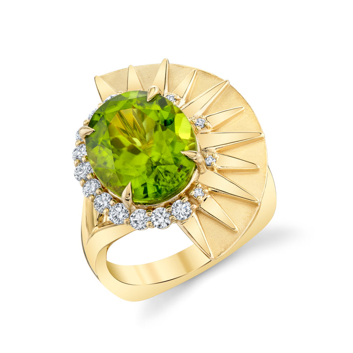 American Gem Collection #330 "Fire in the Sky" Arizona Peridot 14K Yellow Gold Ring