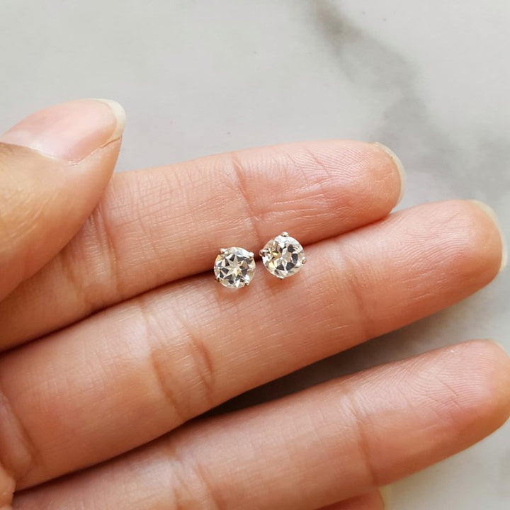 Sterling Silver Simple Birthstone Studs
