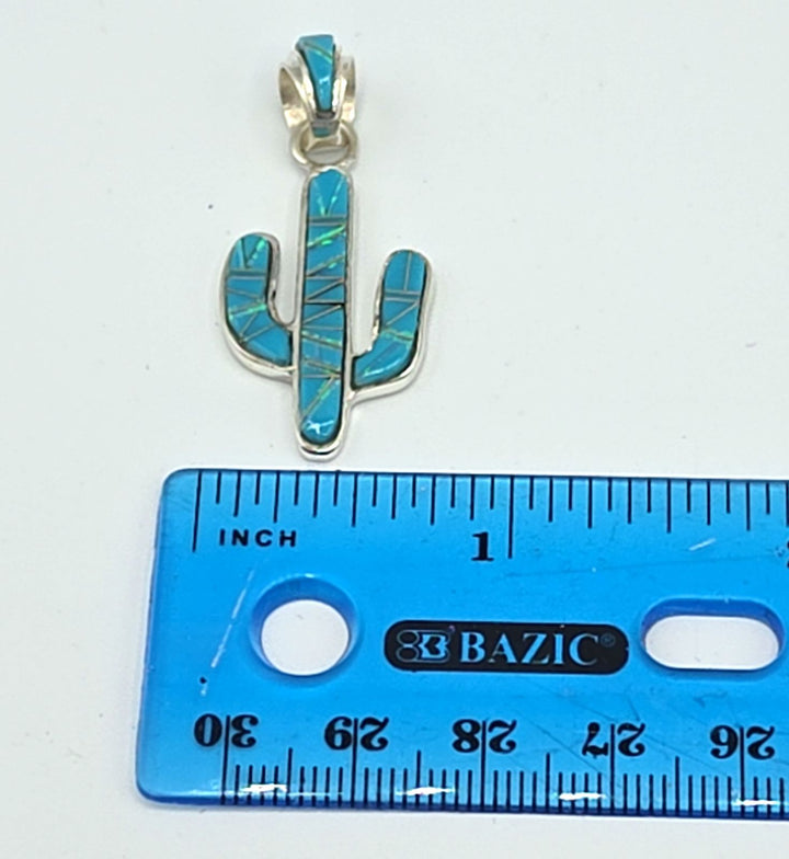 Sterling Silver Turquoise Saguaro Cactus Necklace