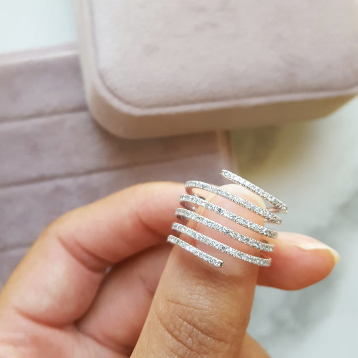 14K White Gold 3/4 Carat Diamond Spiral Fashion Ring