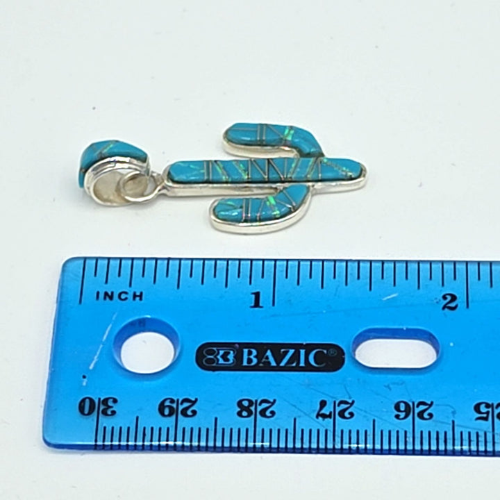 Sterling Silver Turquoise Saguaro Cactus Necklace