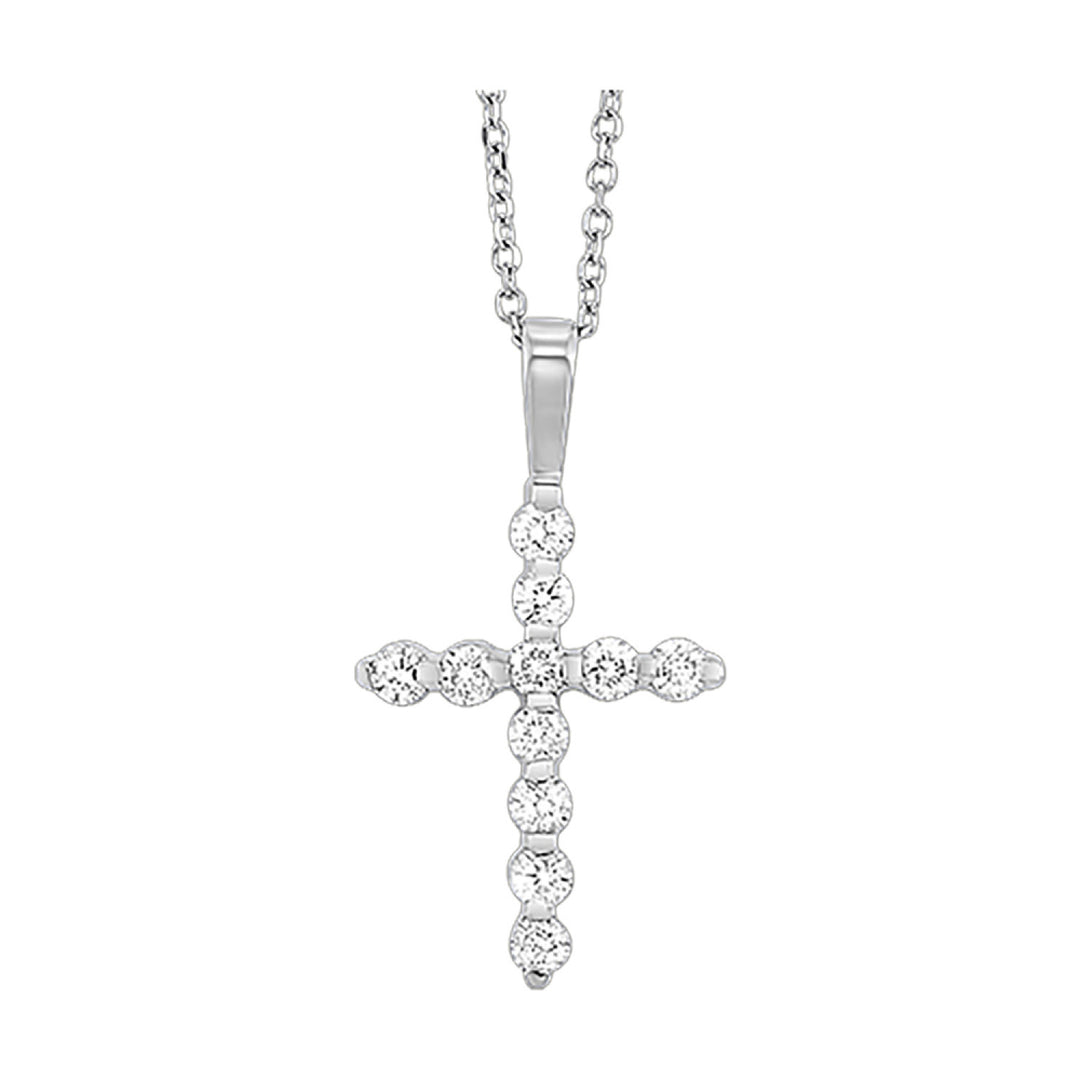 14k Gold Graceful  Diamond Cross Pendant