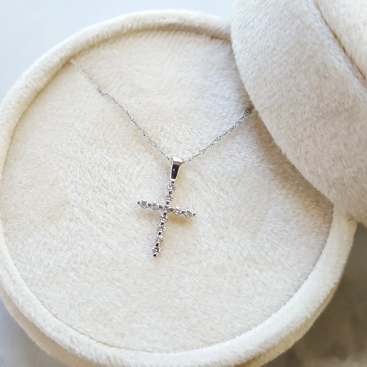 14k Gold Graceful  Diamond Cross Pendant