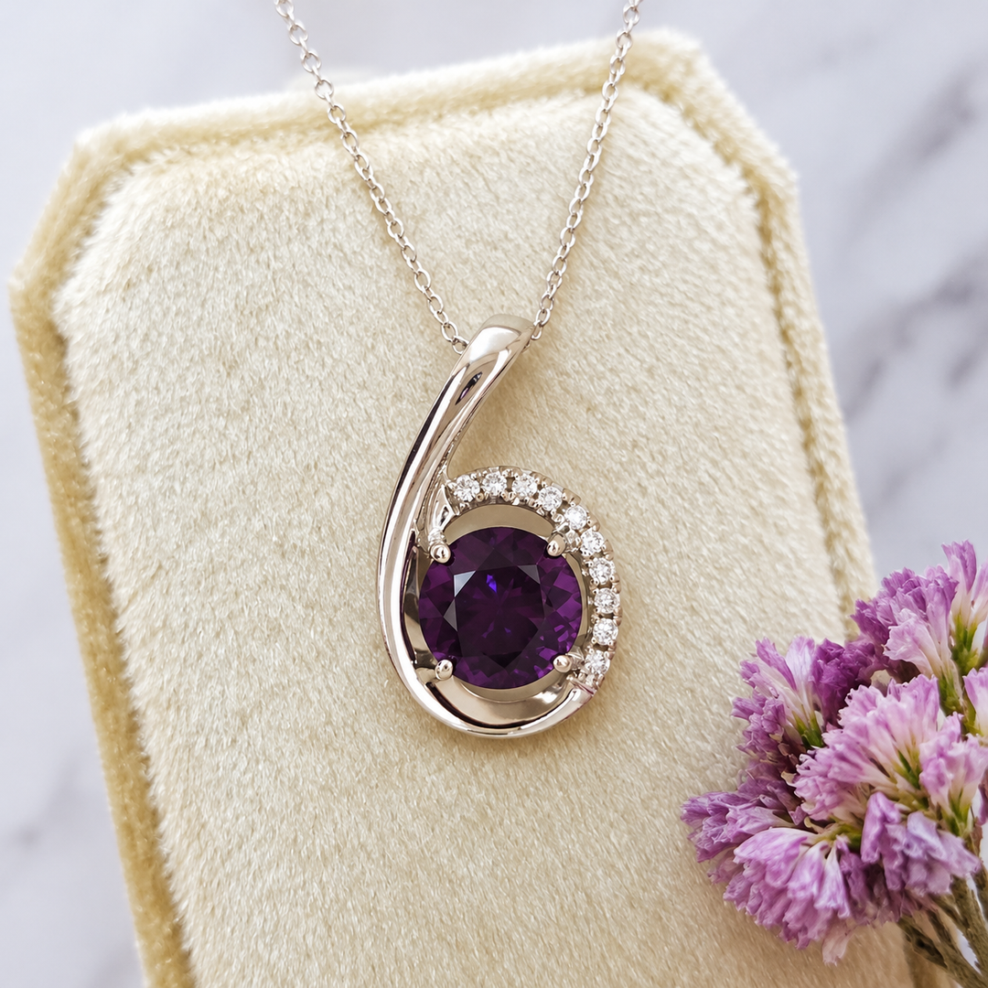 Arizona Amethyst 14k White Gold ctw Arizona Amethyst Halo Pendant