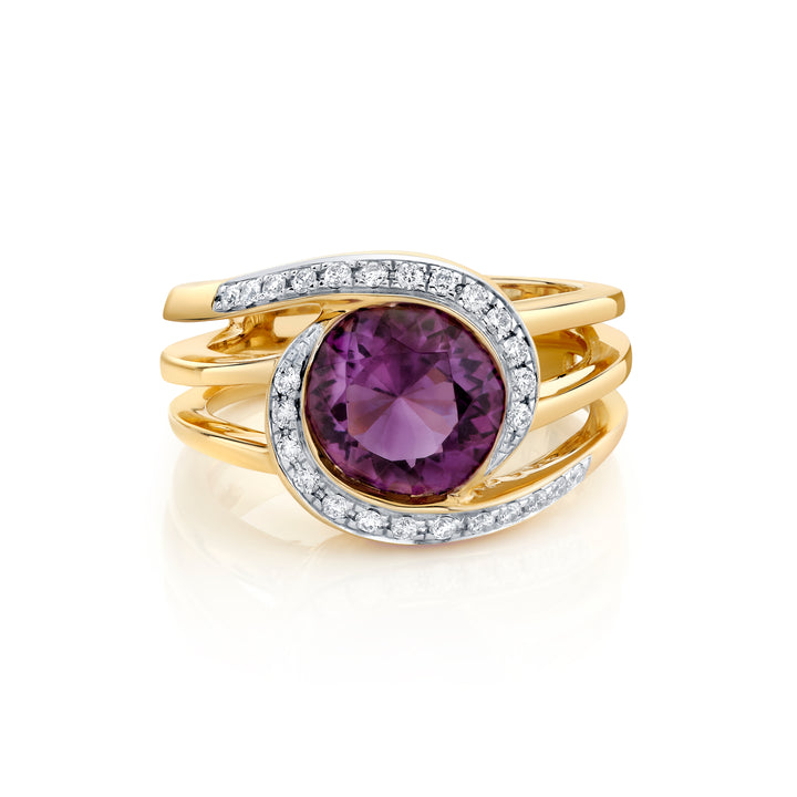14kY Arizona Amethyst Horizon Gold Ring