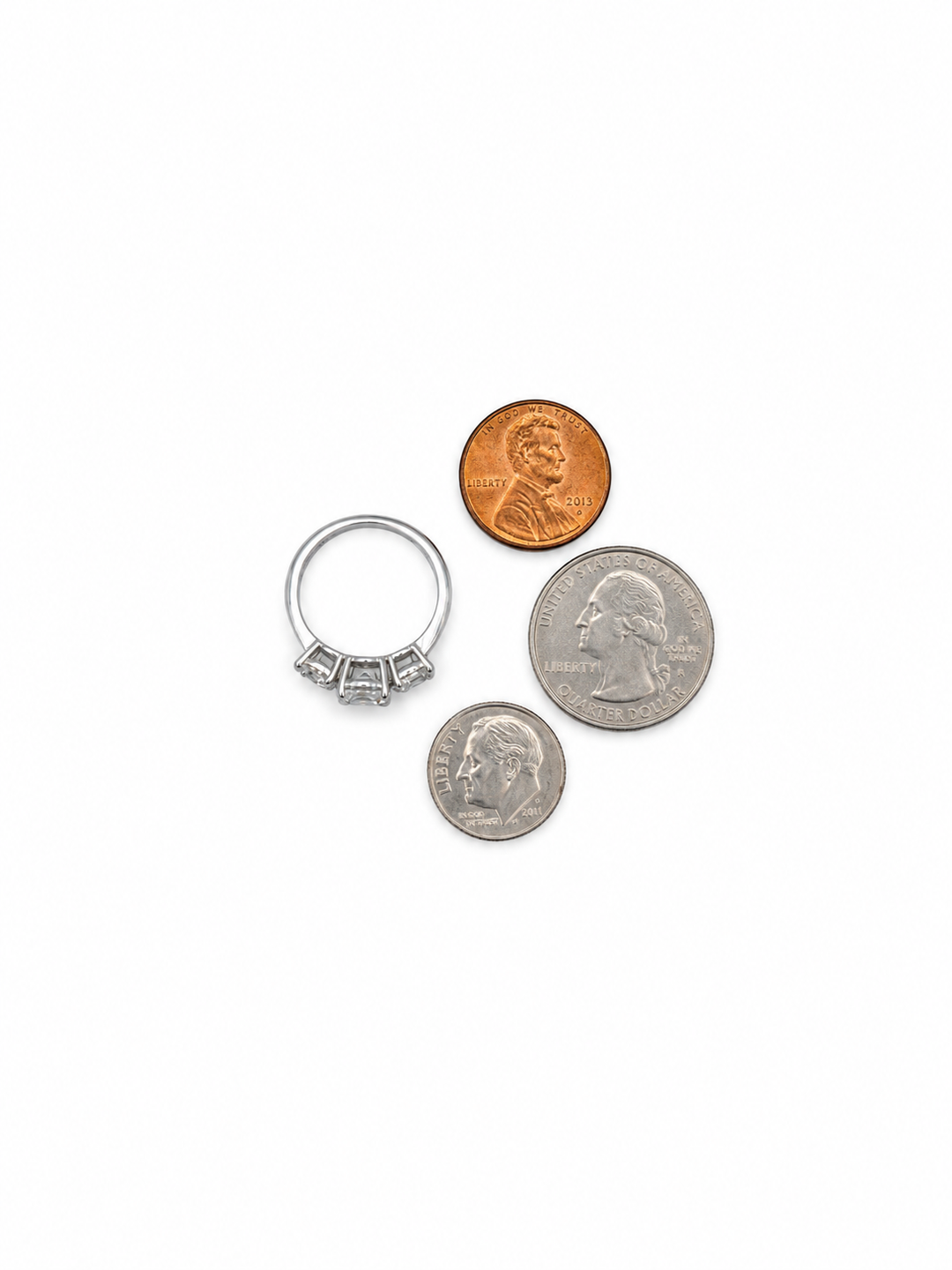 14K White Gold 3-Stone Round Lab Grown Diamond Engagement Ring