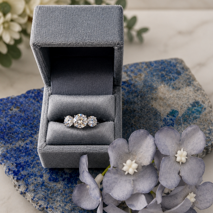 14K White Gold 3-Stone Round Lab Grown Diamond Engagement Ring