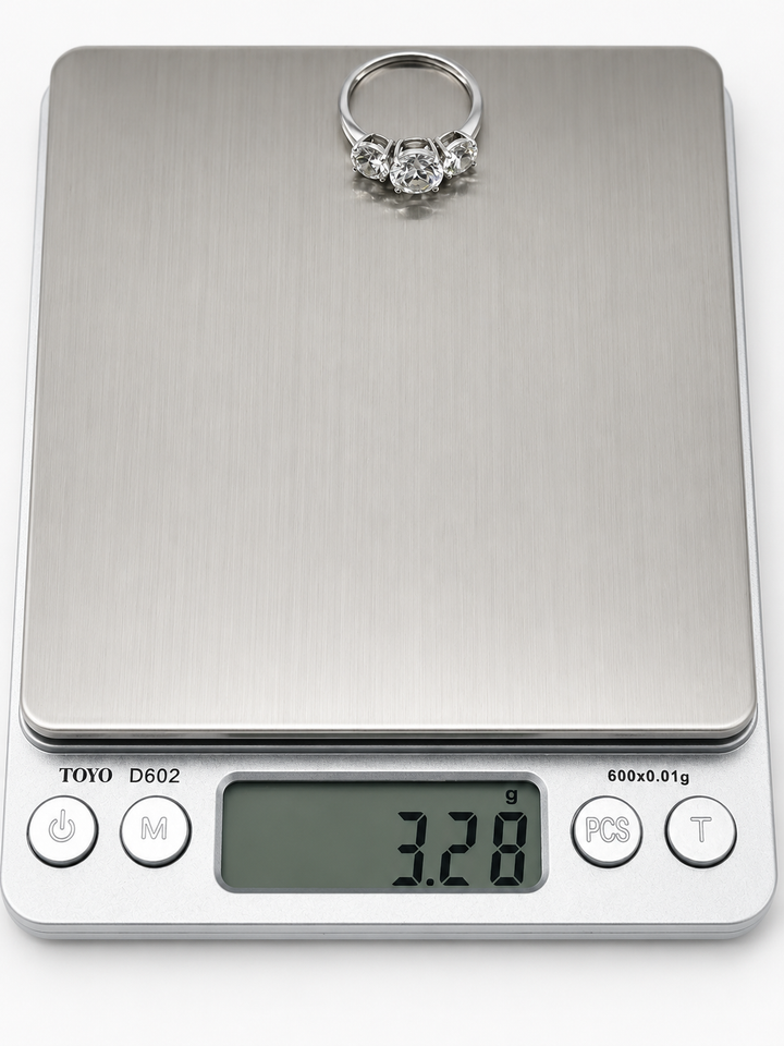 14K White Gold 3-Stone Round Lab Grown Diamond Engagement Ring