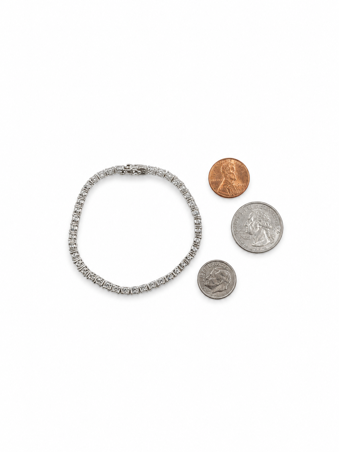 14K White Gold 9 Carat Lab-Grown Diamond Tennis Bracelet