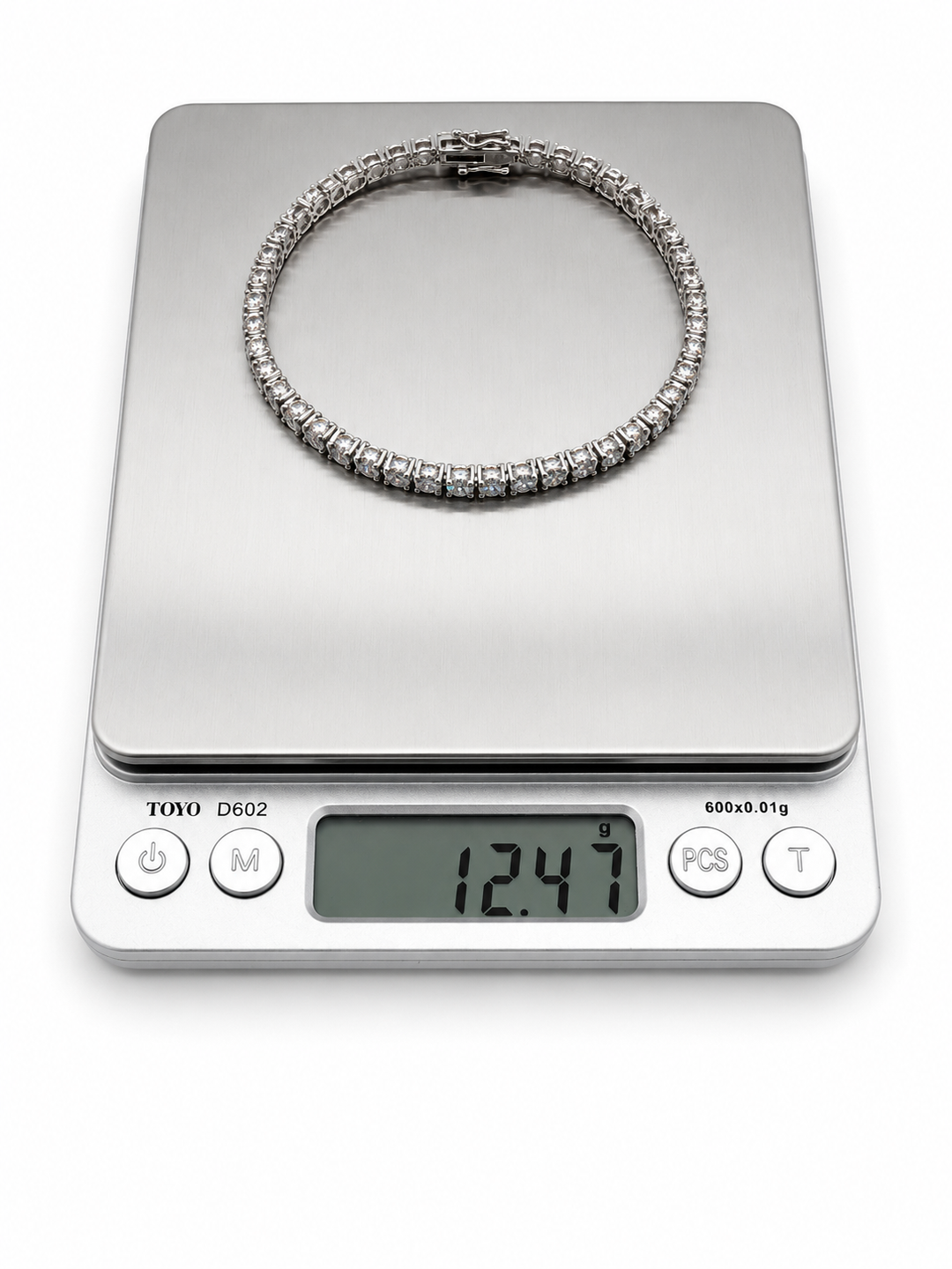 14K White Gold 9 Carat Lab-Grown Diamond Tennis Bracelet