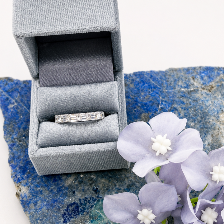 14K White Gold Horizontal Baguette Lab-Grown Diamond Anniversary Band