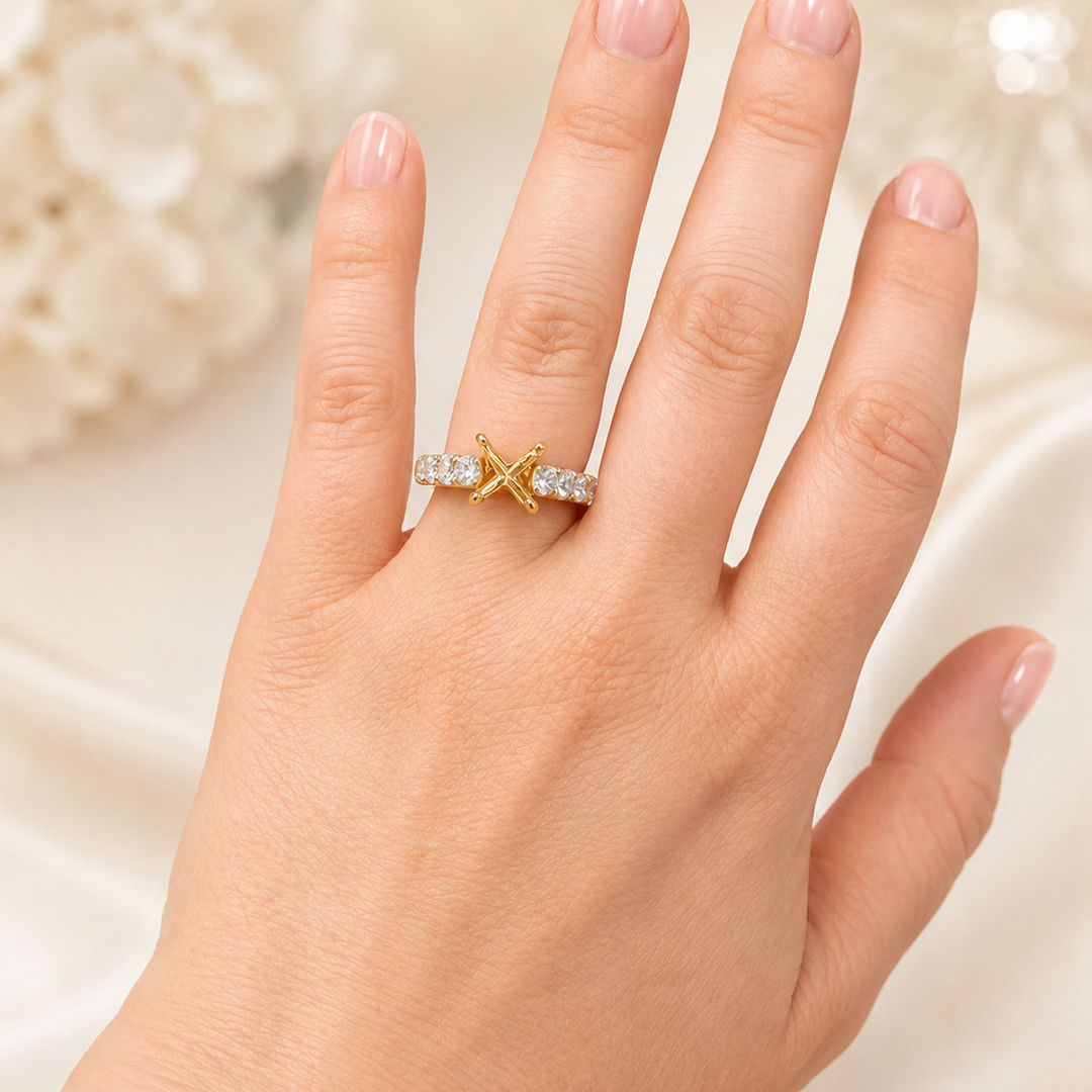 Diamonds Forever 14K Yellow Gold 1.60 TCW Cathedral Semi-Mount Engagement Ring