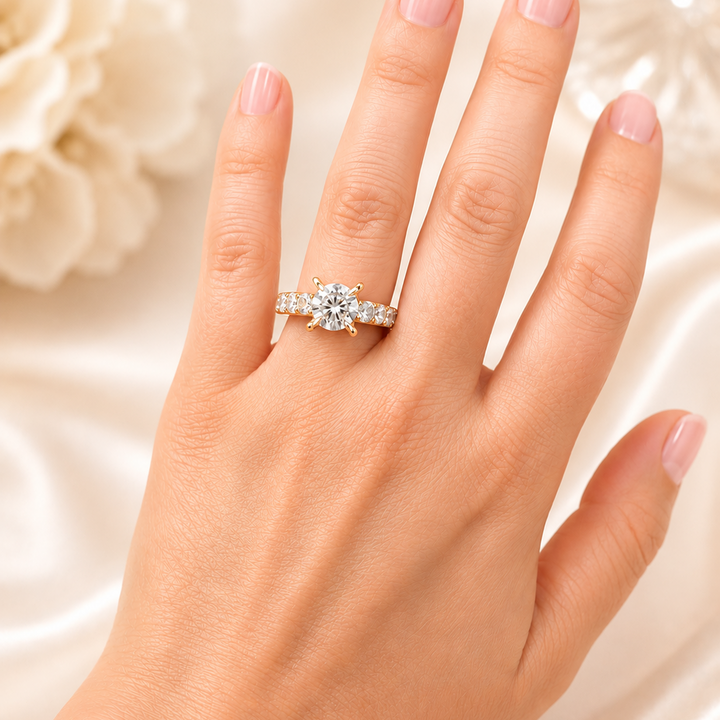 Diamonds Forever 14K Yellow Gold 1.60 TCW Cathedral Semi-Mount Engagement Ring