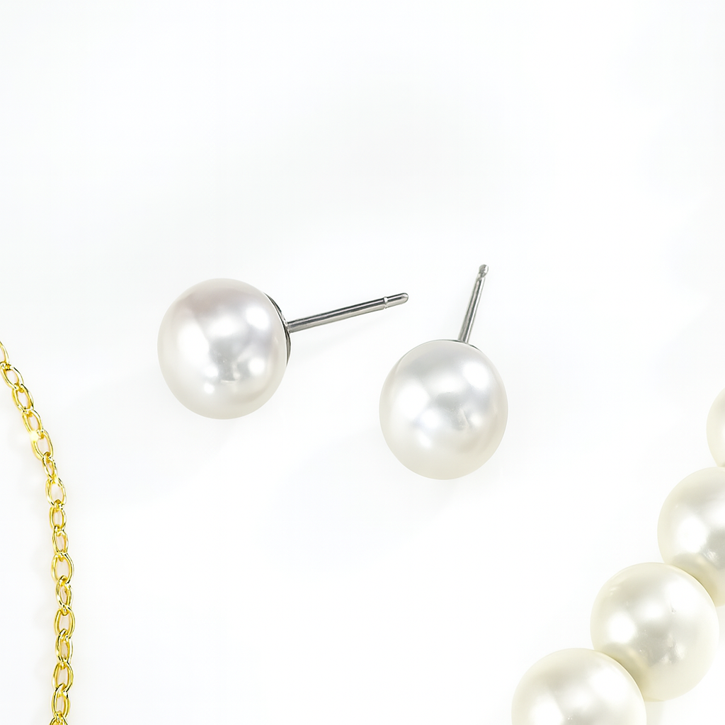 Sterling Silver Timeless Pearl Stud Earrings