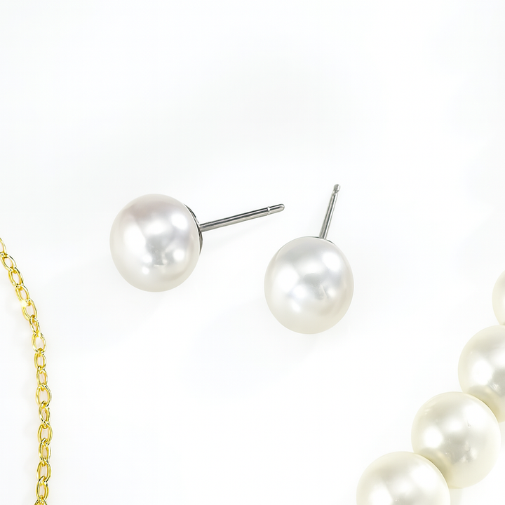 Sterling Silver Timeless Pearl Stud Earrings