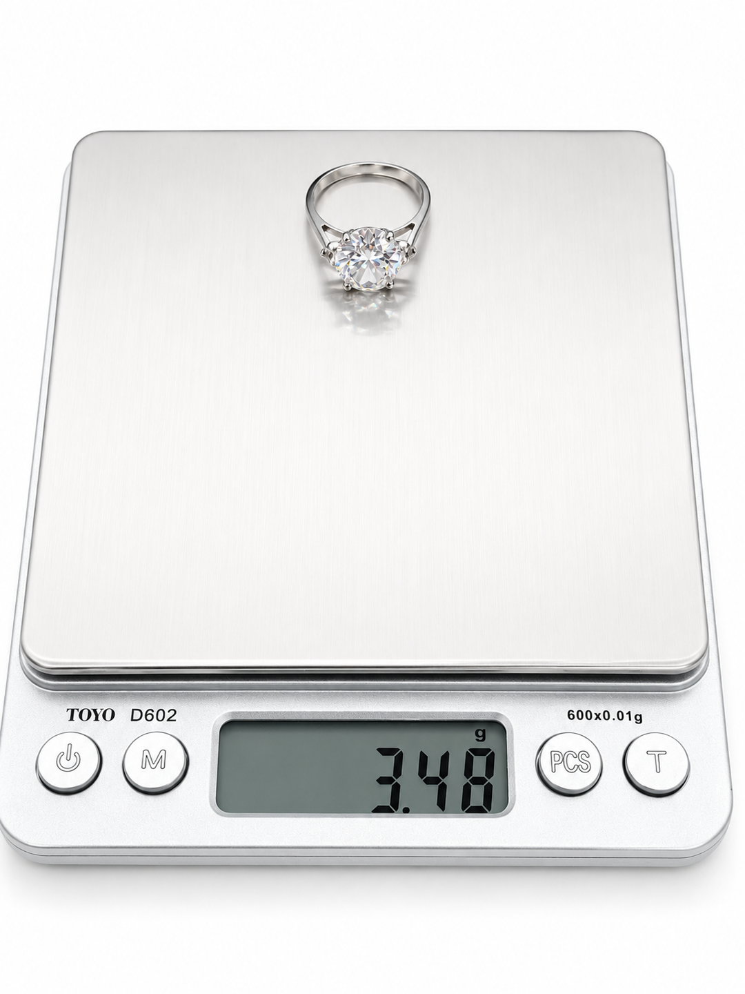 14K White Gold Oval Lab Diamond and Trillion Cut 3-Stone Engagement Ring