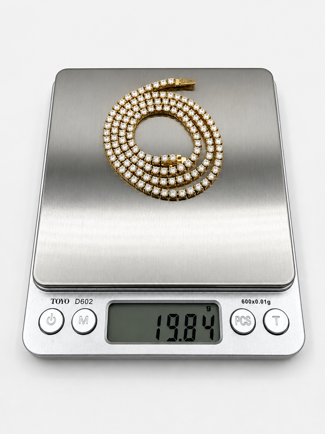 14K Yellow Gold 12 Carat Lab-Grown Diamond Tennis Necklace