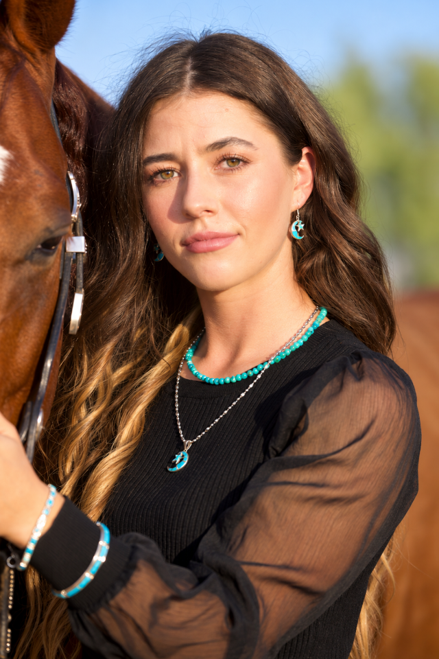 Arizona Turquoise and Inlaid Jewelry Moon and Star Pendant