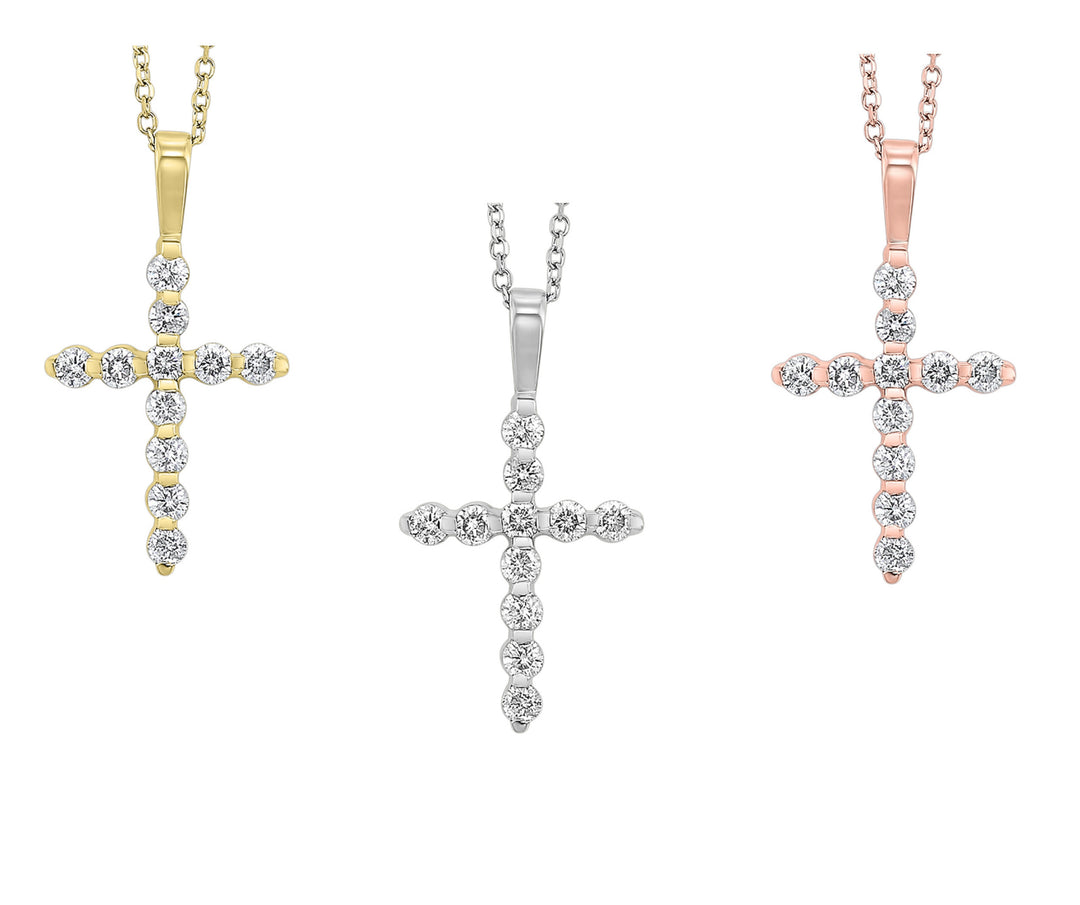 14k Gold Graceful  Diamond Cross Pendant