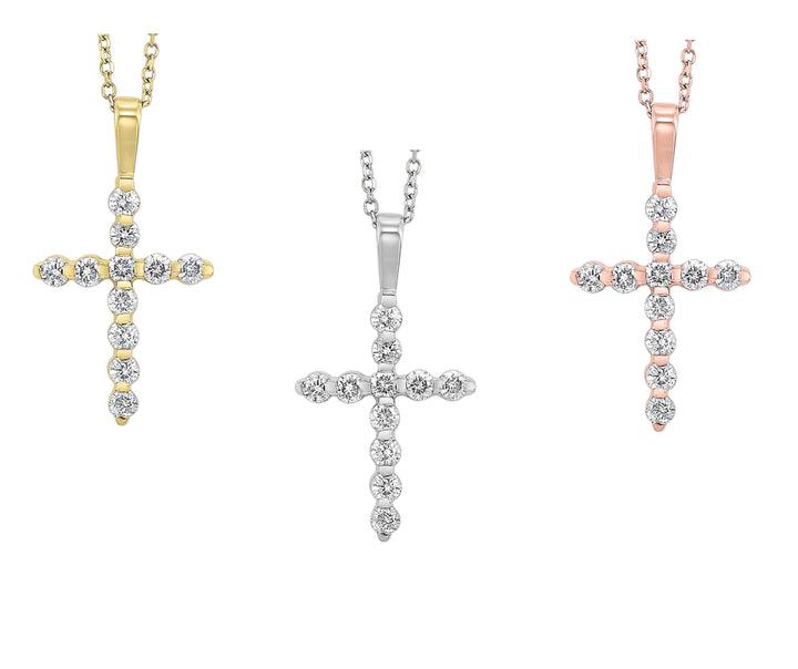 14k Gold Graceful  Diamond Cross Pendant