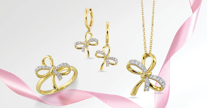 Diamond Bow Earrings in 14k Yellow Gold