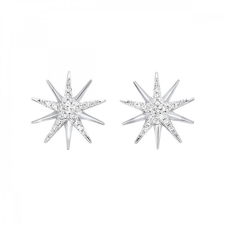 Silver Diamond Star Burst Studs