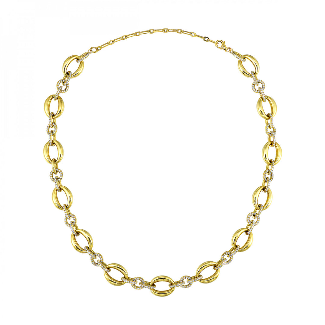 14k Yellow Gold Contemporary Charm Diamond Necklace