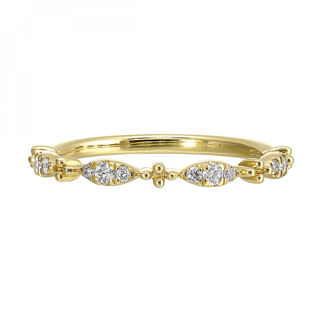 14k Yellow Gold Vintage Lace Diamond Stackable Ring