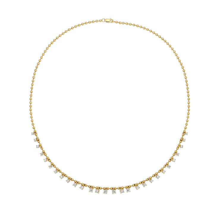 14k Yellow Gold Golden Rhythm Diamond Beaded Necklace