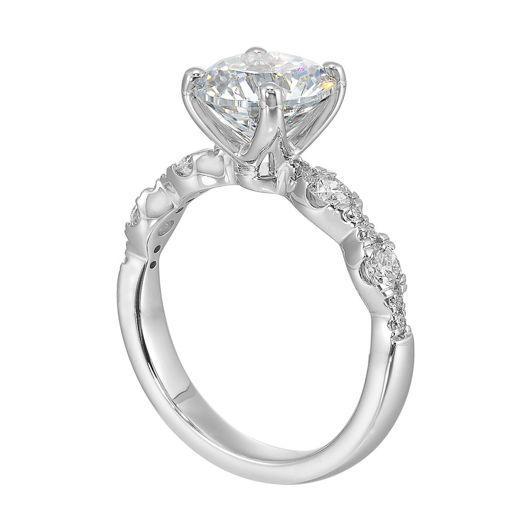 14k White Gold Scalloped Elegance Diamond Semi-Mount Ring