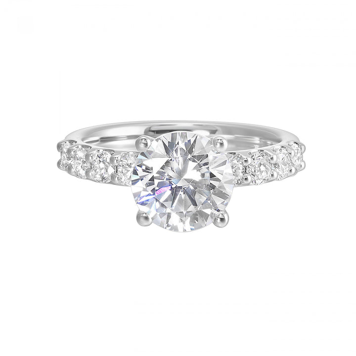 14K White Gold Radiant Accent Diamond Semi-Mount Engagement Ring
