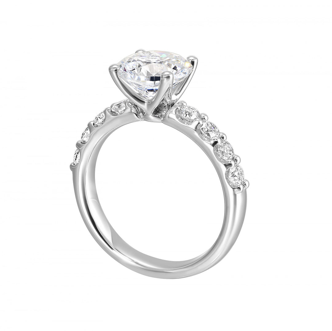 14K White Gold Radiant Accent Diamond Semi-Mount Engagement Ring