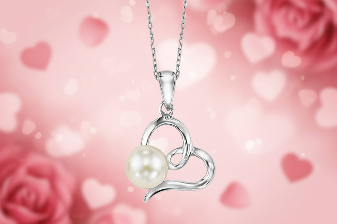 Sterling Silver Pearl Ribbon Heart Pendant