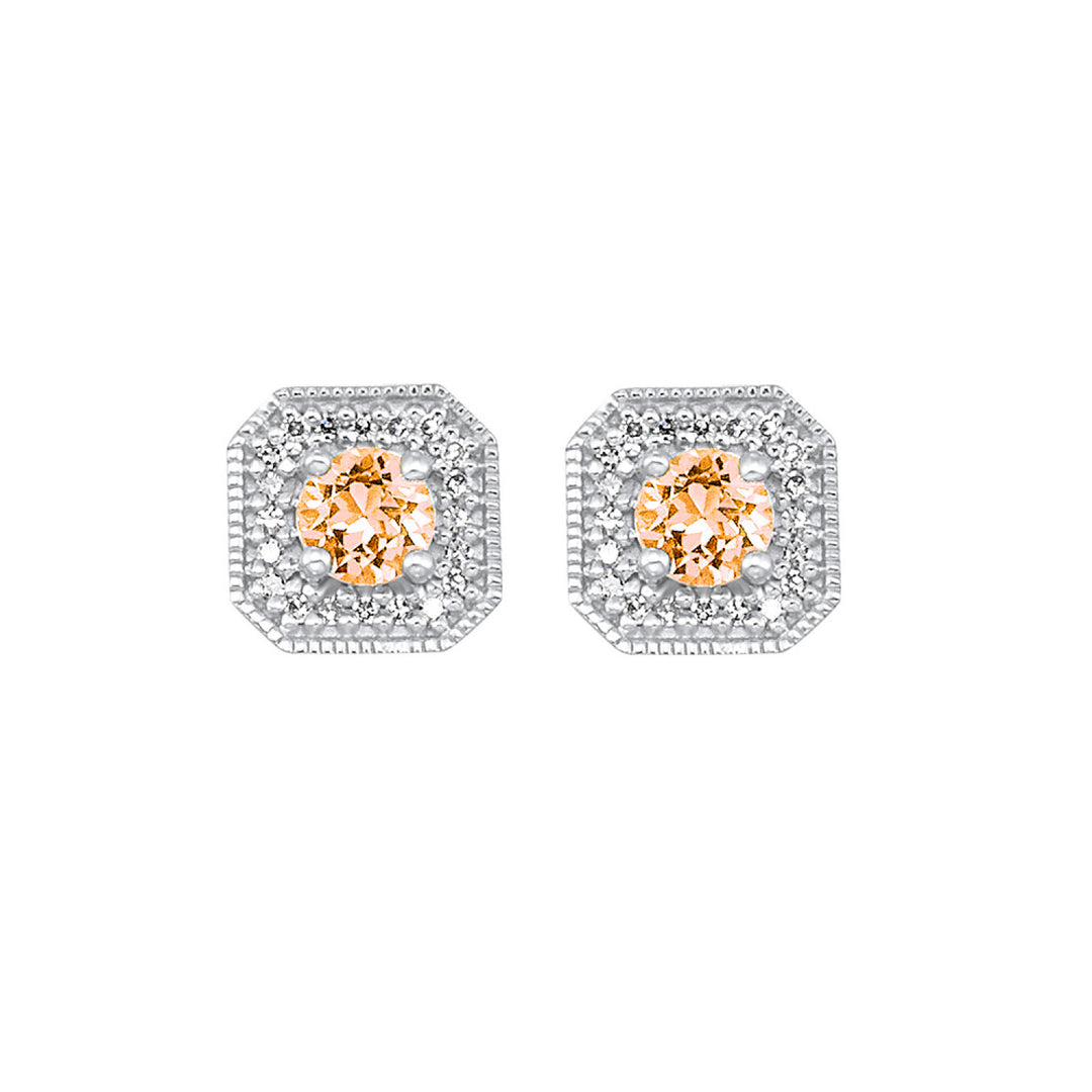 Vintage Square Diamond and Gemstone Studs