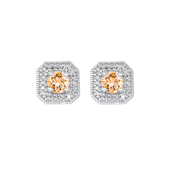 Vintage Square Diamond and Gemstone Studs