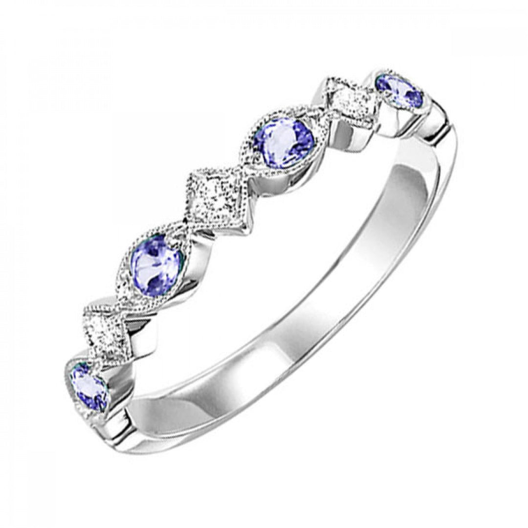 Diamond and Choose-Your-Own-Gemstone Marquise Stacker Band